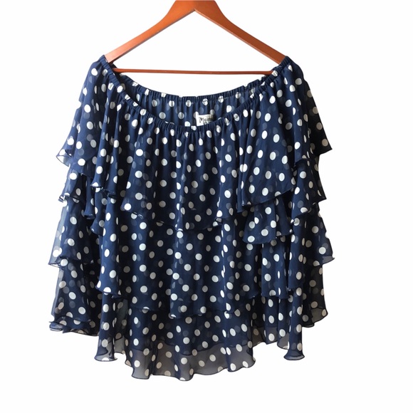 Show me your mumu off the shoulder top S small polka dot chi chi bell sleeve - Picture 2 of 13